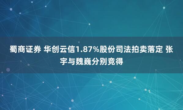 蜀商证券 华创云信1.87%股份司法拍卖落定 张宇与魏巍分别竞得