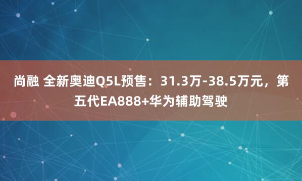 尚融 全新奥迪Q5L预售:31.3万-38.5万元,第五代EA888+华为辅助驾驶